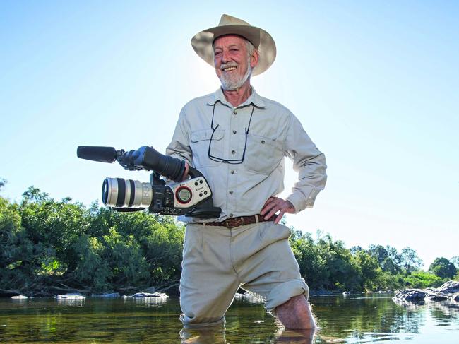 TWAM-20181215  EMBARGO FOR TWAM 15 DEC 2018Cimematographer Dr Jim Frazier pictured on the banks of the Manning River on his property near Taree NSW. Jim worked with David Attenborough on "Life on Earth" and "Trials of Life". Pic: Lindsay Moller