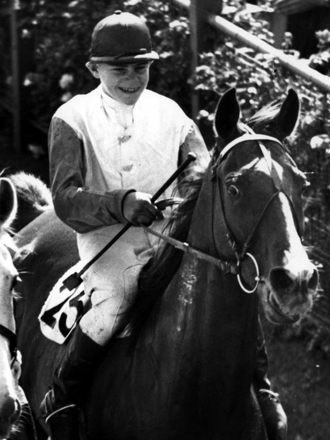 Apprentice jockey Ray Neville, 15, on racehorse Rimfire.