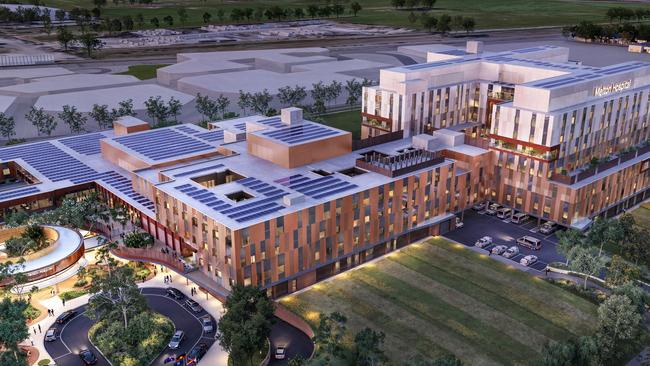 Artist impression of the new design for the $900 million new Melton hospital that will be completed in 2029 with the capacity to treat 130,000 patients a year.