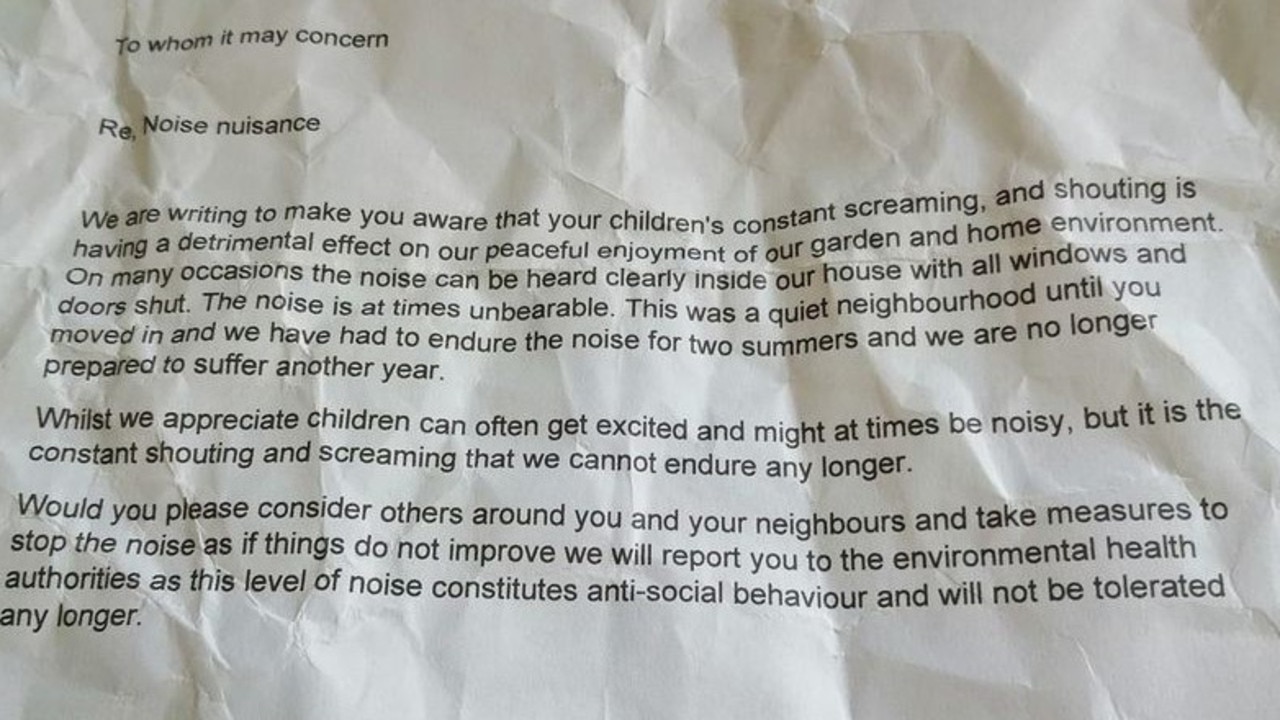 mum-gets-noise-complaint-letter-from-neighbour-about-children-s