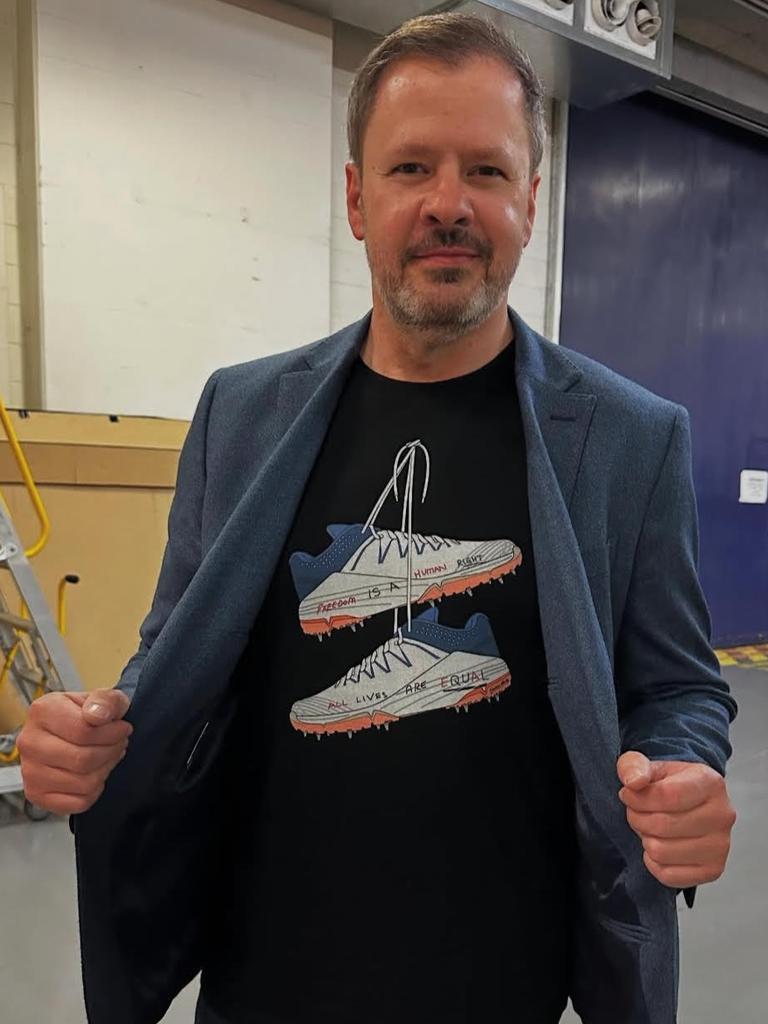 Ed Husic wearing his All Lives are Equal T-shirt. Picture: Instagram