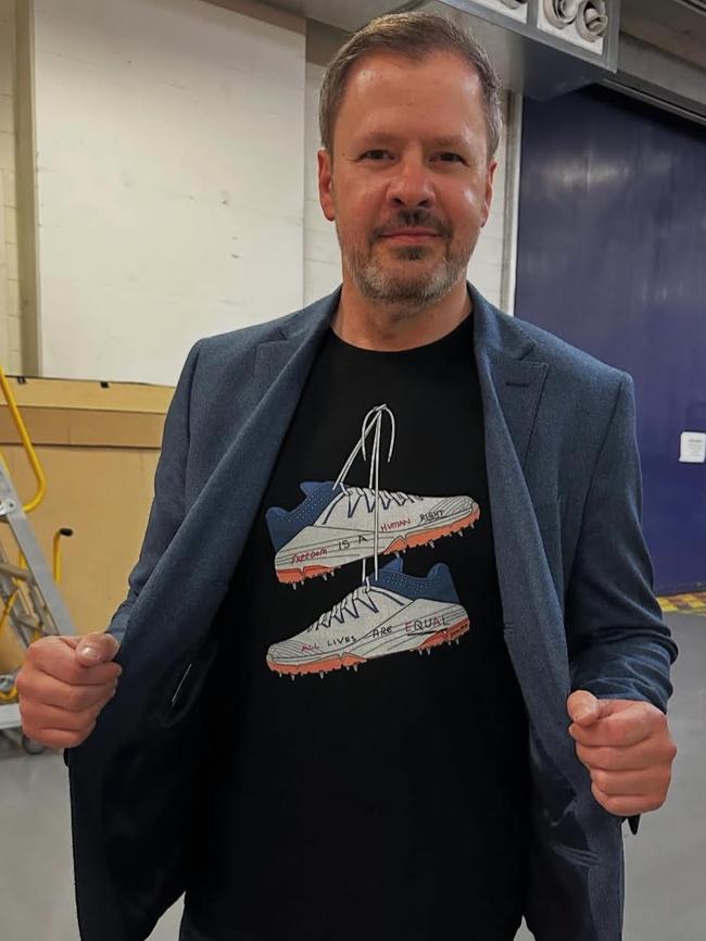 Ed Husic wearing his All Lives are Equal T-shirt. Picture: Instagram