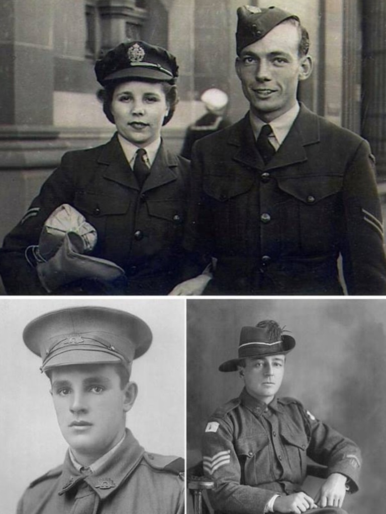 “My parents, Alan and Muriel (nee Faint) Griffiths, were in the Air Force during WWII and met when they were based in Wagga Wagga and married in Sydney in 1944. During the war dad was in 31 Beaufighter Squadron and mum was in the WAAAF. Their respective fathers fought in WWI. My paternal grandfather, Percy Griffiths, signed up at the age of 34 and was in the 1st Light Horse regiment, fought and was wounded in Gallipoli before going to the western front. My maternal grandfather, Joseph Faint, signed up aged 19 and started in the 54th Infantry Battalion and later transferred to the 33rd Battalion 1st AIF and fought on the western front. His older brother, my great uncle Leslie Faint, was a Lieutenant in the 33rd Battalion and was awarded the Military Cross. Both of my grandfathers died before I was born. My father died in 1999 and mother in 2017, aged 94.” Picture: Supplied by Jan Harkins