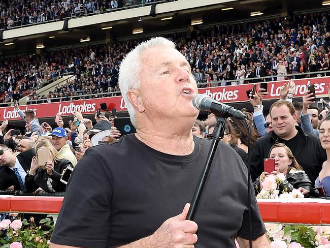 Daryl Braithwaite sings to the crowd before the cox plate.    Cox Plate race day races.  Picture: Nicole Garmston