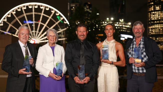 Reverend Dr Lindsay and Reverend Robyn Burch, Marco Renai, Emma McKeon and David Elliott are the 2024 Australian of the Year Award recipients for Queensland. Picture: NADC/Salty Dingo.