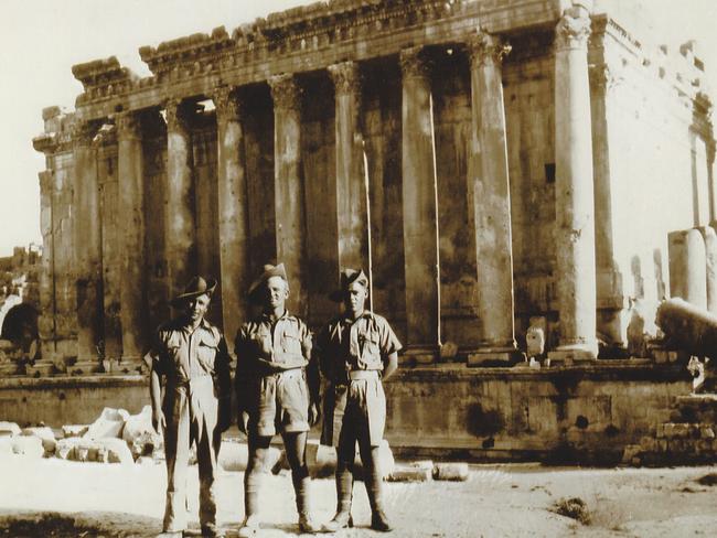 Peter Louis shared this photo of his uncle Angus Ferguson and father Doug Bond and an unnamed soldier who served in the 6th and 7thh Divisions and only met this once in Syria.