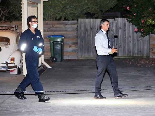 Detectives at the scene in Tootgarook. Picture: Mark Stewart