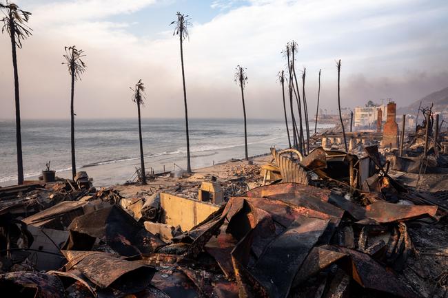 Dozens of beachfront homes destroyed in Malibu. Picture: Getty Images