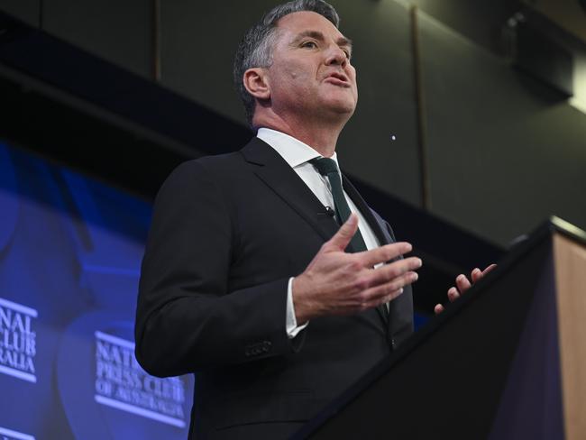 CANBERRA, AUSTRALIA, NewsWire Photos. APRIL 17, 2024: Richard Marles, Deputy Prime Minister of Australia, Minister for Defence and the Federal Member for Corio, addresses the National Press Club of Australia in Canberra on "Launch of the National Defence Strategy and Integrated Investment Program".. Picture: NCA NewsWire / Martin Ollman