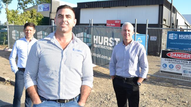 Hurst Constructions Queensland owner Jarrod Hurst, with Dan Place (left) and Paul Dury, at his new premises in Aitkenvale.