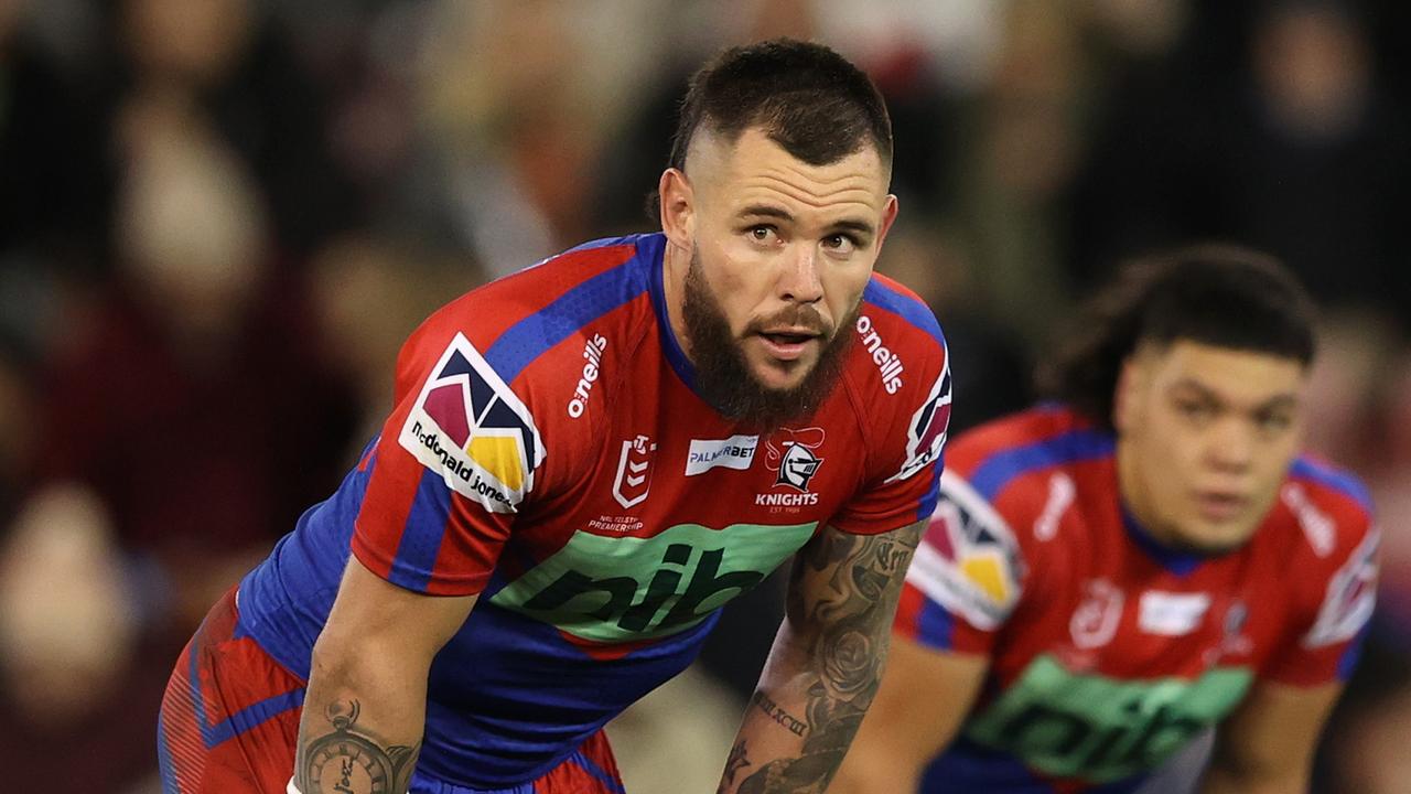 NEWCASTLE, AUSTRALIA - JULY 08: David Klemmer of the Knights during the round 17 NRL match between the Newcastle Knights and the South Sydney Rabbitohs at McDonald Jones Stadium, on July 08, 2022, in Newcastle, Australia. (Photo by Ashley Feder/Getty Images)