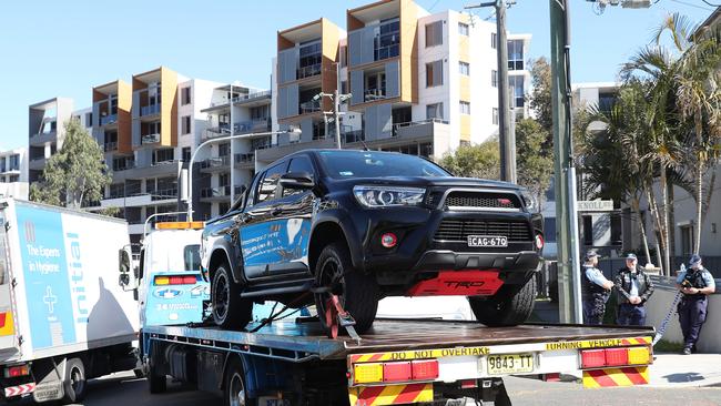 The ute was later seized by police from outside Mr Saab’s home. Picture: Brett Costello