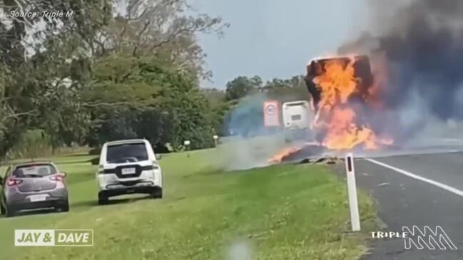 Truck on fire on Bruce Highway