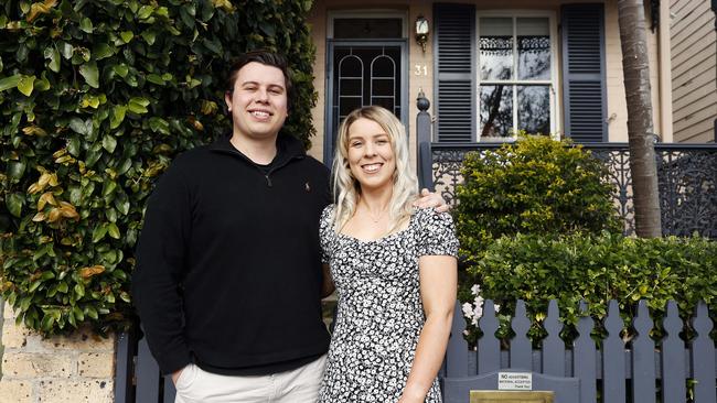 Lachlan Vidler, with partner Tori Colls, bought his first investment property aged 22. Picture: Tim Hunter.