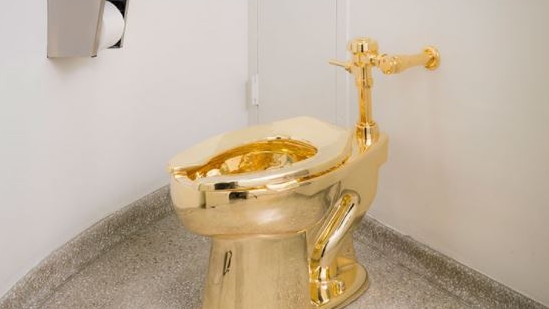 The gold toilet entitled 'America'. Picture: Reuters.