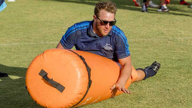 Mitch Gleeson training with the Gold Coast Titans physical disability team in January. Picture: Jerad Williams