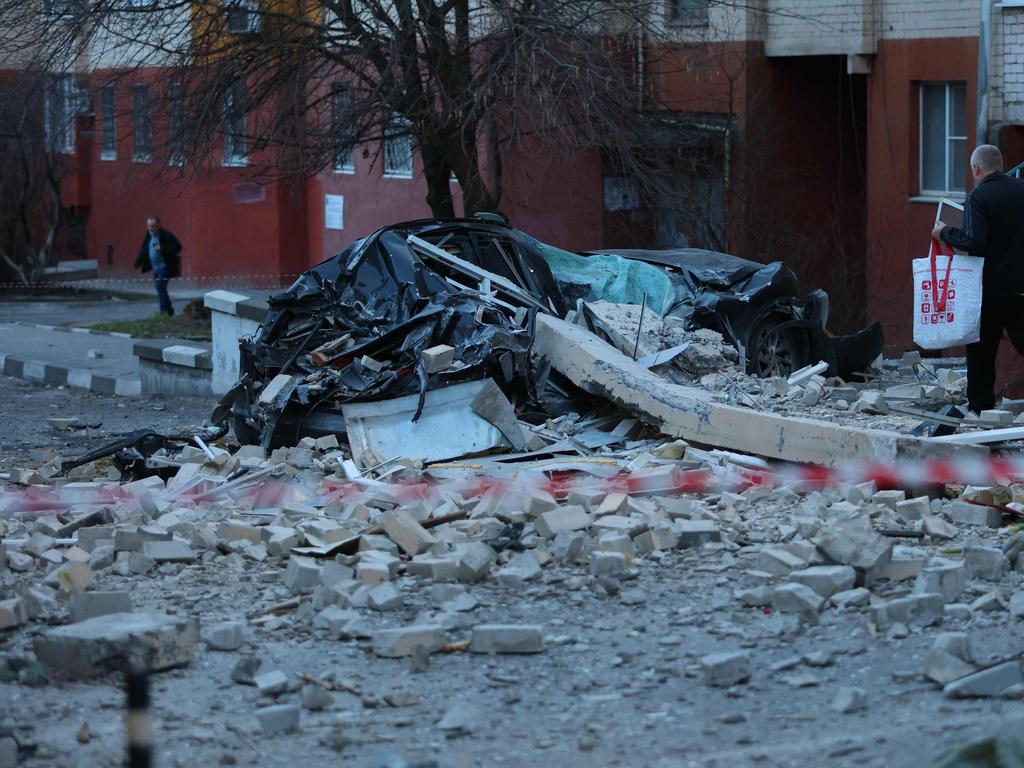 The aftermath of air attacks on Belgorod earlier this year.