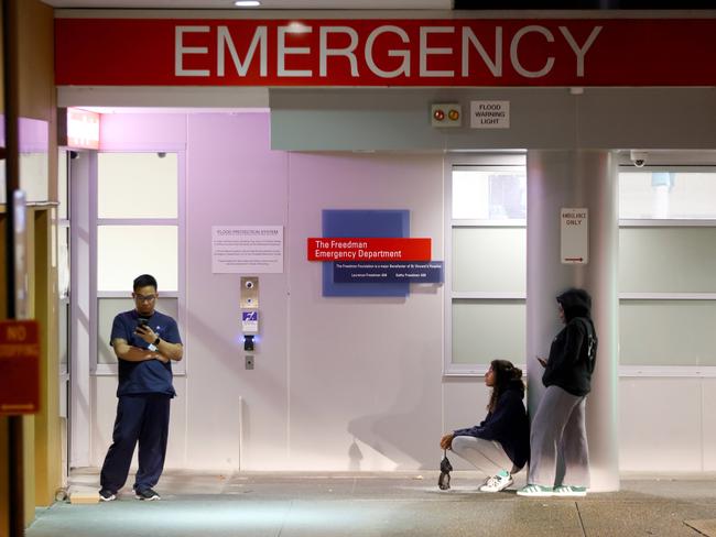 APRIL 20, 2024: People pictured outside St Vincent's Hospital Emergency department in Darlinghurst.Picture: Damian Shaw