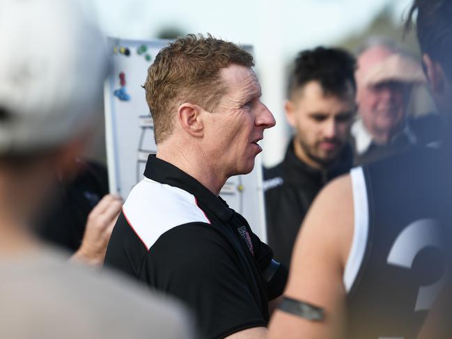 Ringwood coach Brett Rowe calling the shots. Picture: James Ross/AAP