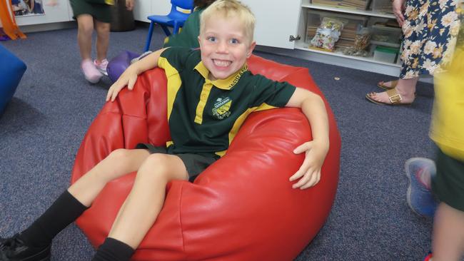 Huxley on his first day of prep at Yarraman State School.