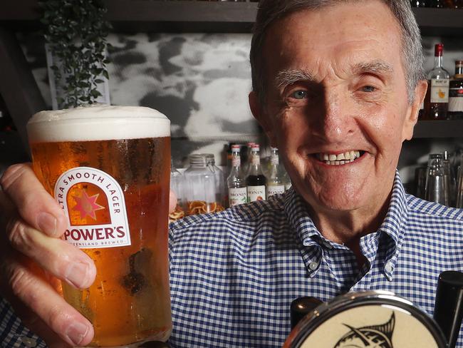 Bernard Power celebrates the launch of PowerÃs Ultra Smooth Lager, Kangaroo Point. Picture: Liam Kidston