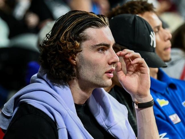 ADELAIDE, AUSTRALIA - MAY 07: Josh Giddey watches during the Trans-Tasman Throwdown match between the Australia Boomers and the New Zealand Tall Blacks at Adelaide Entertainment Centre on May 07, 2025 in Adelaide, Australia. (Photo by Mark Brake/Getty Images)
