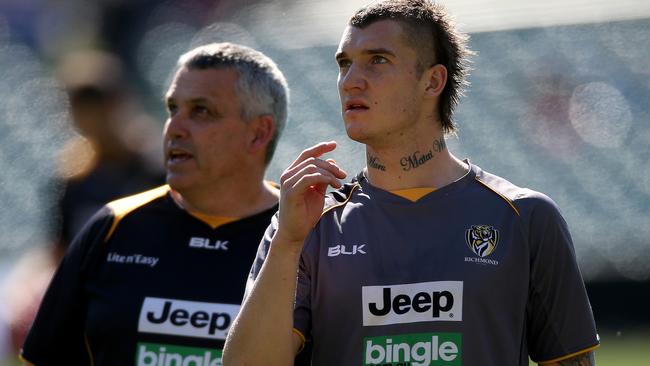 Mark Williams with Dustin Martin. Picture: Simon Cross