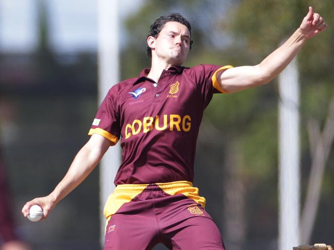 VSDCA T20 grand final. Coburg v Endeavour Hills at Hogans Reserve. Coburg J Sheppard in action. Picture: Sarah Matray