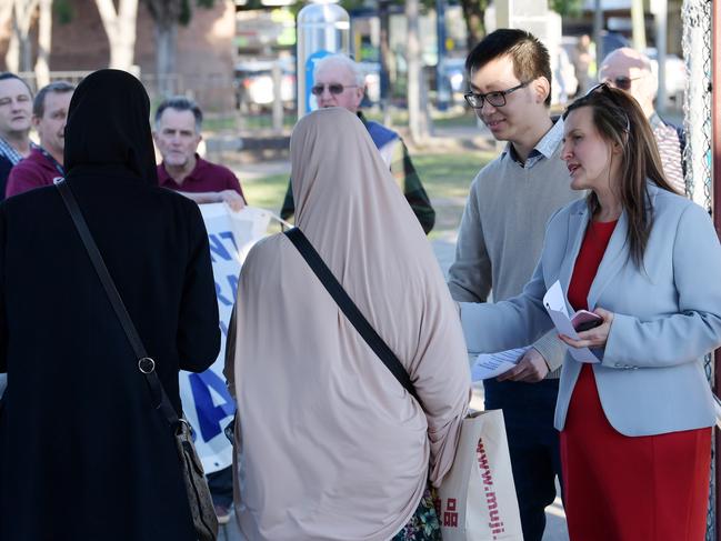 Save T3 Bankstown Line’s Roydon Ng and Bankstown MP Tania Mihailuk hand out flyers to commuters protesting against cuts in train services, at Regents Park station last year. Picture: Simon Bullard.