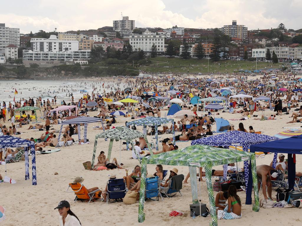 Crowds pictured at Bondi Beach on January 26. Picture: Jonathan Ng