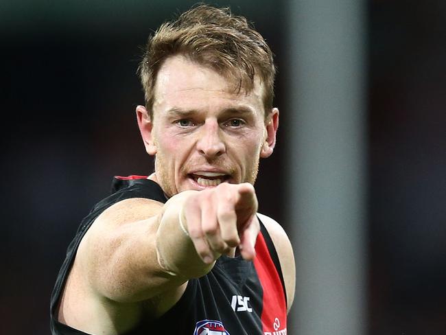 Brendon Goddard shows the way for Essendon in 2017. 