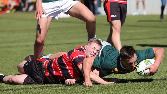 Action in the match between St Edwards College, Gosford, and Farrer, Tamworth.