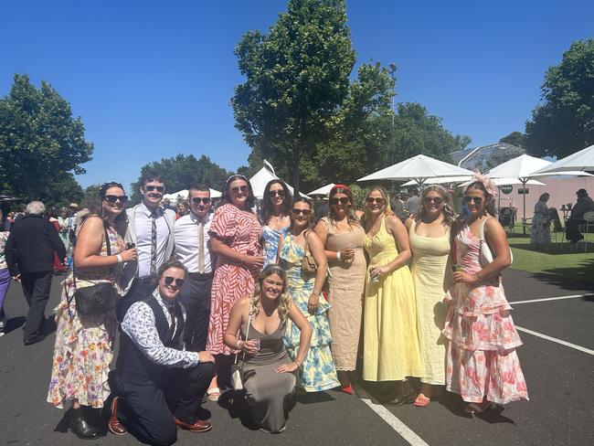 The 'Lethbridge' Share House enjoying the Melbourne Cup. Picture: Oscar Jaeger