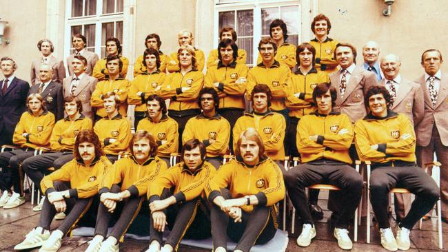 Col Curran, back row, third from the left, was selected in Australia's 1974 World Cup Socceroos squad. Ray Baartz, back row, furthest right, also travelled with the team despite being ruled out by injury.