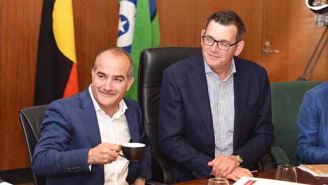 Victorian Education Minister James Merlino with Premier Daniel Andrews. Picture: Ellen Smith (AAP) 