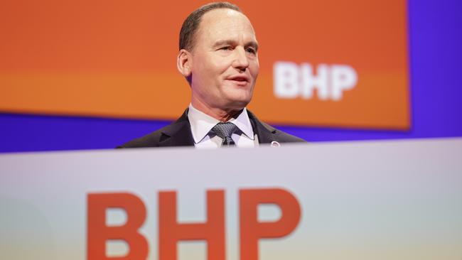 BHP slumped 2.35 per cent. Pictured is BHP chairman Ken McKenzie. Picture: NCA NewsWire / Emma Brasier