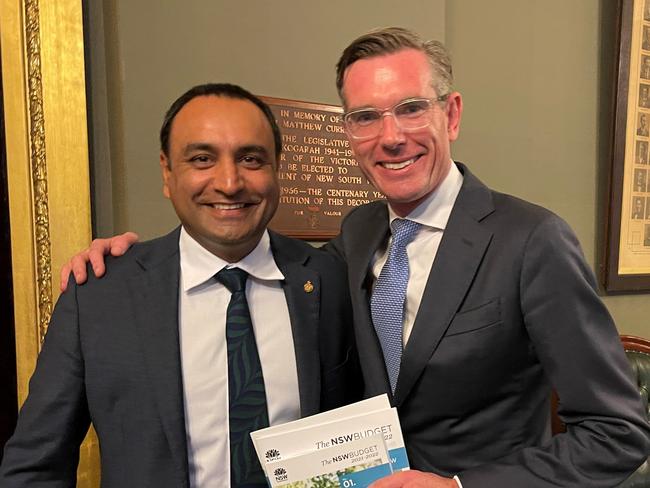 Coffs Harbour MP Gurmesh Singh with NSW Treasurer Dominic Perrottet.