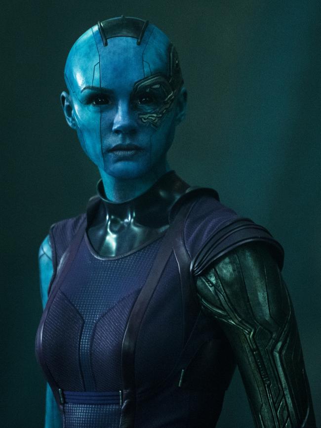 Gillan as Guardians of the Galaxy’s Nebula — adopted by big bad Thanos and trained as an assassin. Picture: Marvel/Disney