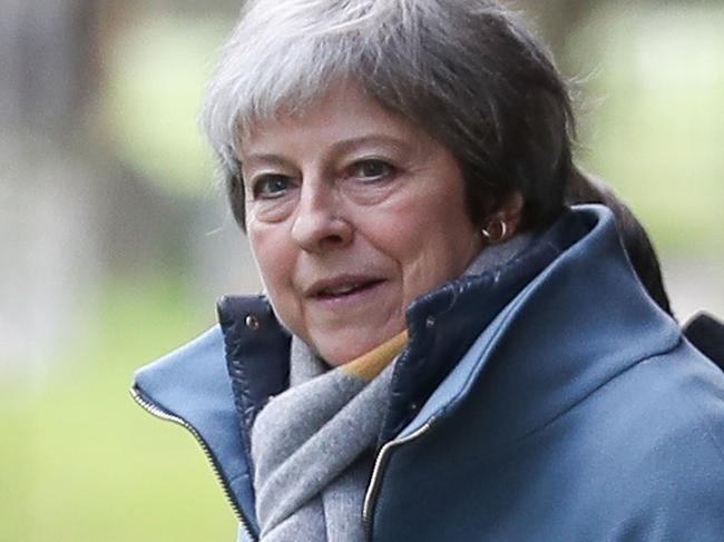 Britain's Prime Minister Theresa May leaves after attending a church service, near her Maidenhead constituency, west of London on March 10, 2019. - British MPs will on Tuesday vote again on Prime Minister Theresa May's Brexit deal, making the historic decision whether to back her plan or risk a chaotic exit from the EU in less than three weeks time. (Photo by Daniel LEAL-OLIVAS / AFP)