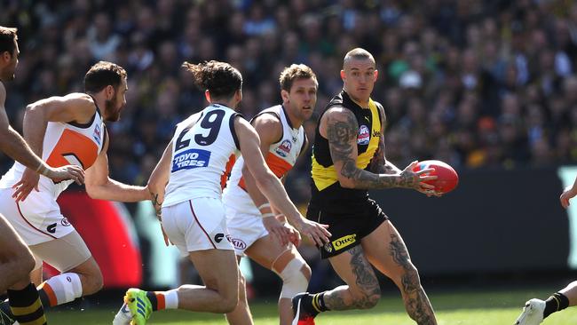 Richmond and GWS in action in the AFL grand final last year. There has been a proposal to play it at ANZ Stadium. Picture. Phil Hillyard