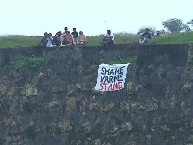 The 'Shane Warne Stand' in Galle. Photo: Channel 7