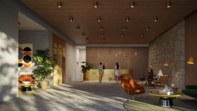 Artist's impression of MH Hotel in the Marine and Harbours building at Port Adelaide – lobby. Supplied by Starfish Developments