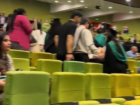 Mass walkout over uni graduation speech