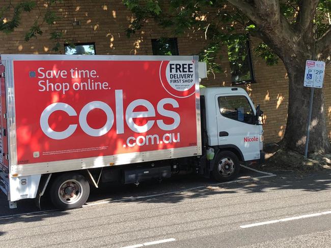 Coles truck caught parking in disabled spot in Melbourne. Picture: Facebook