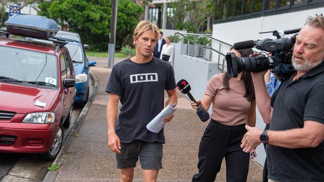 Lyons speaking to media after being granted bail. Picture: Patrick Woods