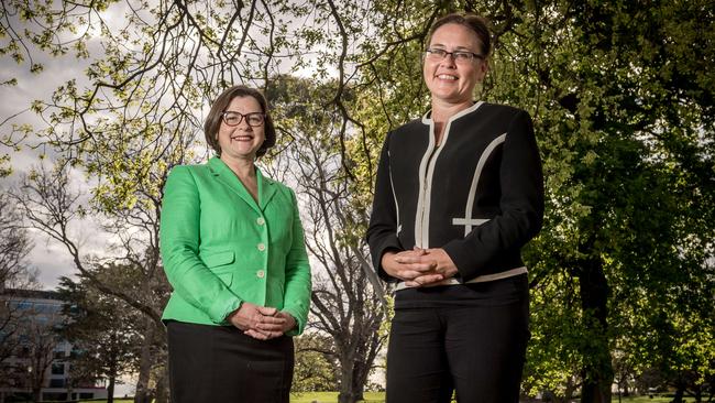 Australian Council of Trade Unions president Ged Kearney with former Brunswick Labor MP Jane Garrett, who died in July. Picture: Jake Nowakowski