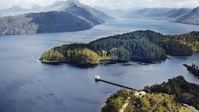 An aerial view of Pumphouse Point in Tasmania. Picture: Pumphouse Point.