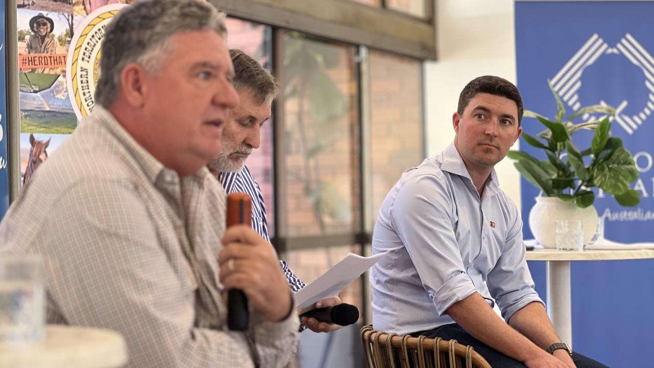 Agriculture Minister Mark Monaghan and Shadow Agriculture Minister Joshua Burgoyne faced off at the NT News Ag Leaders Debate in Katherine on 22 July, 2024. Picture: Fia Walsh