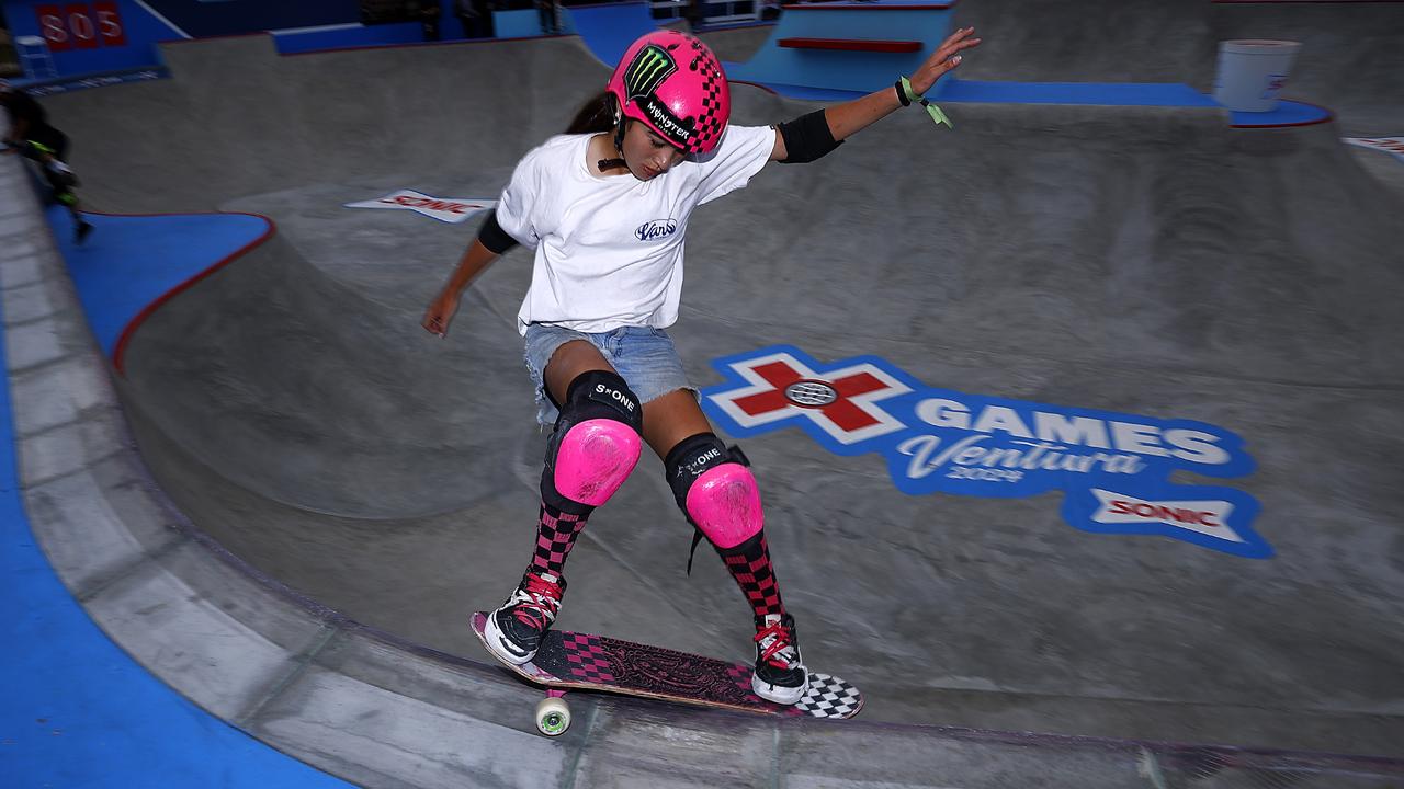 Arisa Trew practices before the Women's Skateboard Park Final during X Games Ventura 2024 at Ventura County Fairgrounds and Event Center on June 30, 2024 in California. (Photo by Ronald Martinez/Getty Images)