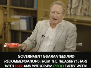 One of the scam ads featuring Australian billionaire Andrew "Twiggy" Forrest’s likeness. He has been the victim of five new scam ads published on Meta’s platforms every single day. Supplied